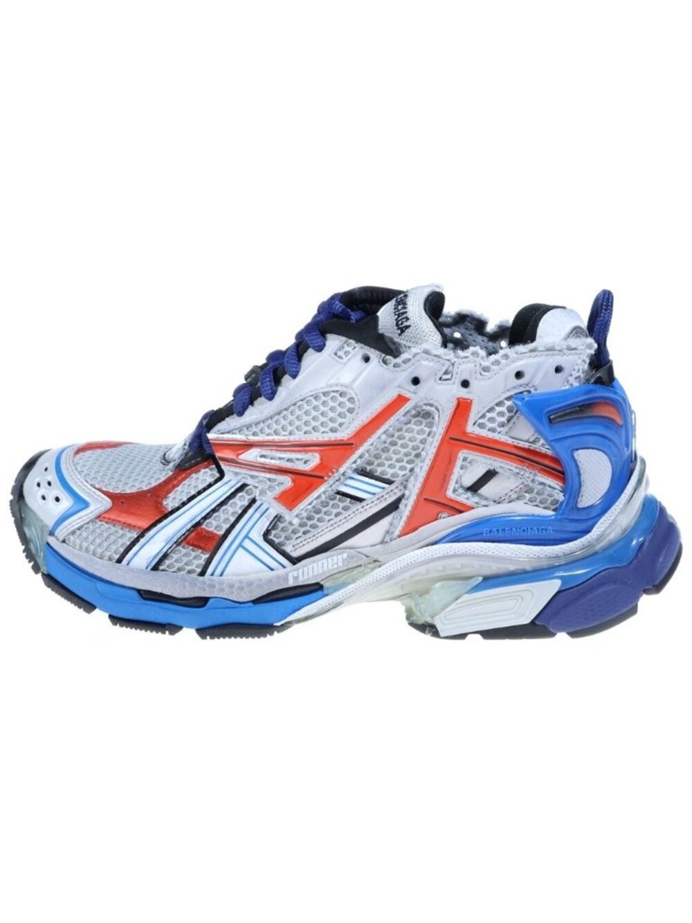 Balenciaga Runner Graffiti Mesh Low-Top Sneakers Gray Blue Red